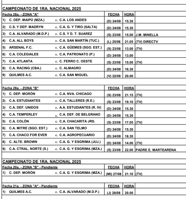 Colón recibirá en otro horario a Chacarita.
