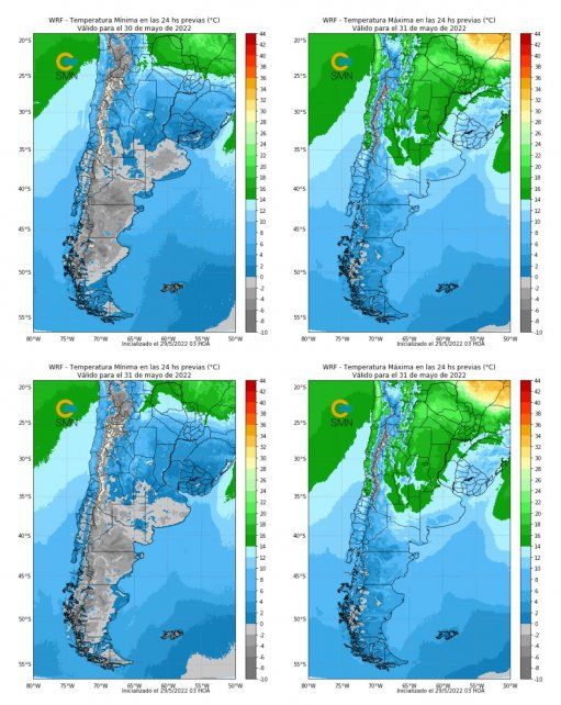 Temperaturas para los próximos días según el informe del Servicio Meteorológico Nacional