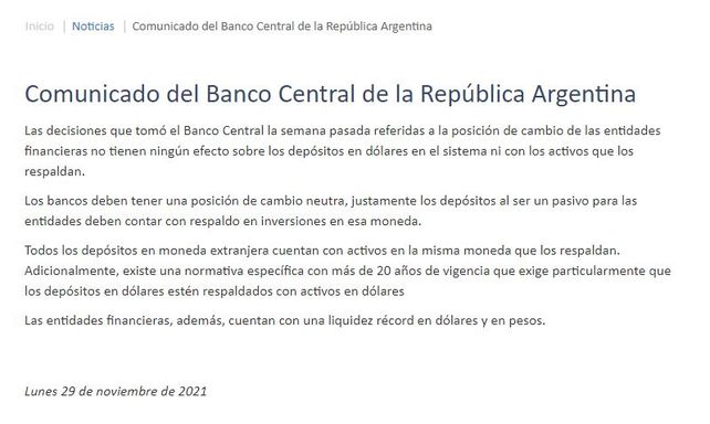 El Comunicado del Banco Central