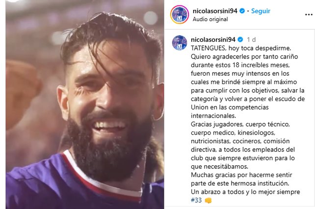 Orsini se despidió de Unión.