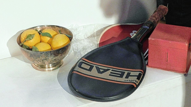 Premios, reconocimientos, y raquetas fueron mostrados por Puppo en su exposición realizada por invitación del IES.