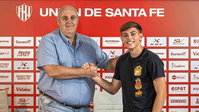 Jer&oacute;nimo Domina junto al presidente de Uni&oacute;n Luis Spahn.