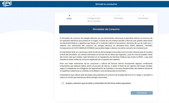 La web de la EPE para realizar la simulación de consumo