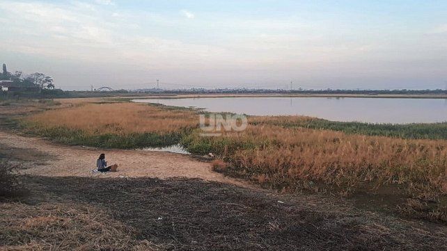 La bajante en la laguna Bedetti, en la costa de Santo Tomé.