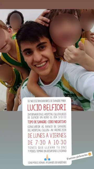 Pedido de sangre de la familia y amigos a través de las redes sociales 