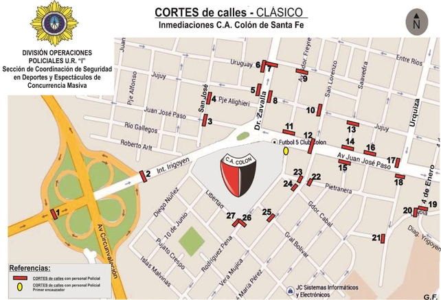 Serán 27 cortes los implementados por las autoridades policiales, los cuales darán comienzo a las 8 de la mañana.
