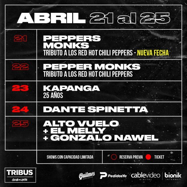 Agenda semanal de Tribus Club de Arte