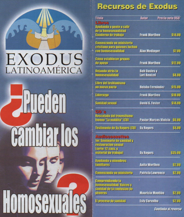 Uno de los folletos que entregaban durante las terapias de conversión. El Colegio de Psicólogos de Santa Fe rechaza las 