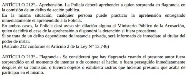 Artículos 212 y 213 del Código Procesal Penal de Santa Fe.
