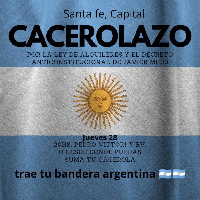 Convocatoria a un nuevo cacerolazo en la ciudad de Santa Fe