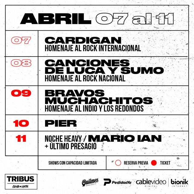 Show semanales de Tribus Club de Arte