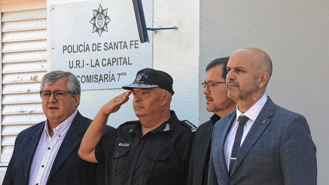 El jefe de la Policía Martín García y el ministro de Seguridad Claudio Brilloni.