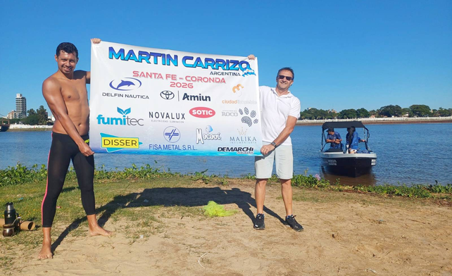 El nadador santafesino con el apoyo necesario para buscar nuevamente ser podio en la Santa Fe-Coronda 2026.