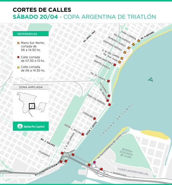 Cortes de calles por el Triatlón