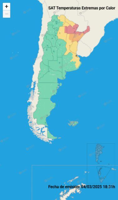 Temperaturas extremas según el Servicio Meteorológico Nacional