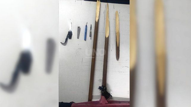 Los elementos secuestrados tras el recuento de presos y la requisa del penal