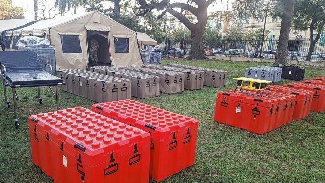 Se terminó de montar el hospital de campaña en las instalaciones del Liceo Militar General Manuel Belgrano.