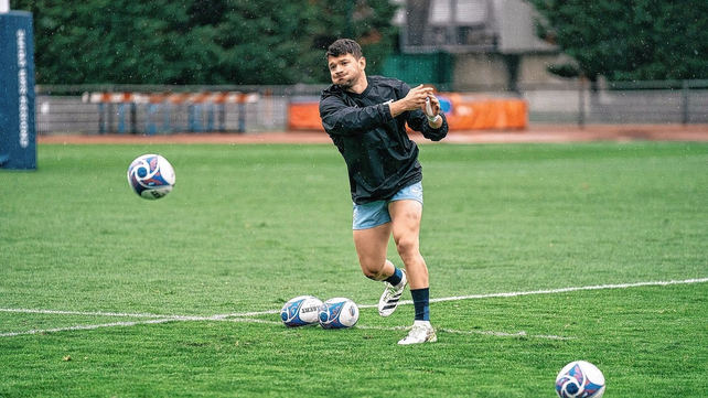 Lautaro Baz&aacute;n V&eacute;lez en el entrenamiento de Los Pumas, que ya tienen el foco puesto en el partido por el tercer puesto.