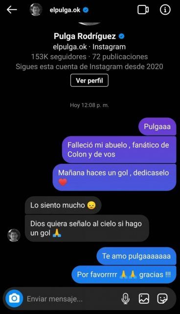 Pulga Rodr&iacute;guez cumpli&oacute; con una fan&aacute;tica de Col&oacute;n en sus festejos en los dos tantos que le anot&oacute; a Estudiantes.