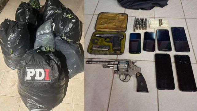 También secuestraron un revólver calibre 44 con 21 balas —considerada arma de guerra—, una pistola calibre 22 y seis teléfonos celulares