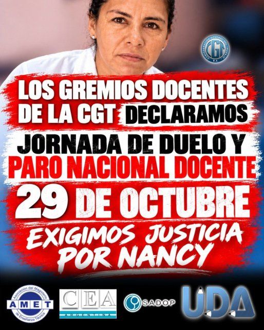 Paro docente nacional por el femicidio de Nancy Godoy: Amsafé, Sadop y UDA adhieren en Santa Fe Paro docente nacional por el femicidio de Nancy Godoy: Amsafé, Sadop y UDA adhieren en Santa Fe