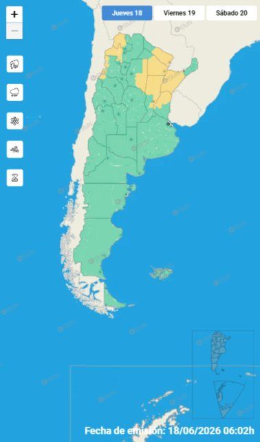 Alertas vigentes emitidas por el Servicio Meteorológico Nacional Alertas vigentes emitidas por el Servicio Meteorológico Nacional