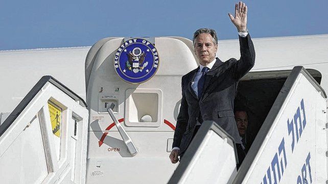 El secretario de Estado norteamericano, Antony Blinken, durante su llegada a Israel.