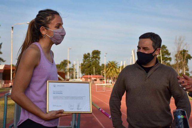 La declaración que recibió Luli Gómez Iriondo es por haber logrado la medalla de oro en el Sudamericano U20 de Atletismo desarrollado en Lima. Fuente: Concejo Municipal