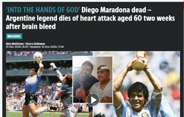 Los principales portales del mundo reflejaron la muerte de Diego Maradona este mi&eacute;rcoles 25 de noviembre, a los 60 a&ntilde;os